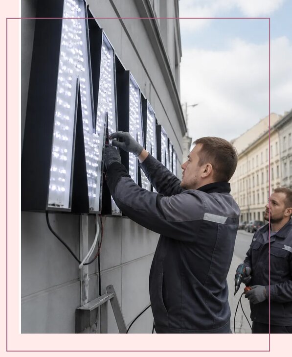 Изготовление и монтаж светодиодных LED вывесок в Симферополе